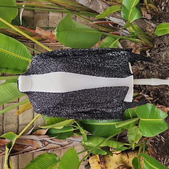 Rachel Rachel Roy black silver metallic cardigan small - Picture 1 of 6